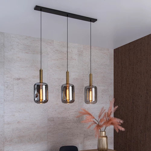 Lucide JOANET - Pendant light - 3xE27 - Smoke Grey - atmosphere 1